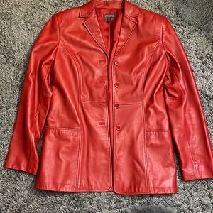 Red leather jacket size 6